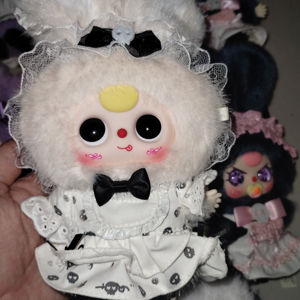 Gothic Lolita Bunny Stuffed Animal - Cream and Brown - Picture 4 of 11